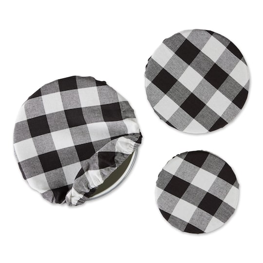 DII® Assorted Black Buffalo Check Woven Dish Cover Set